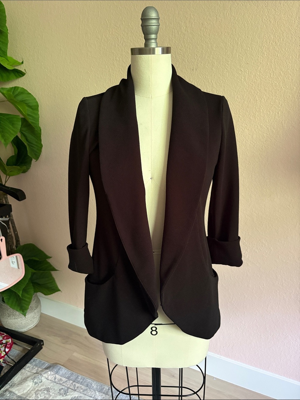 Women’s Black Open-Front Blazer Jacket